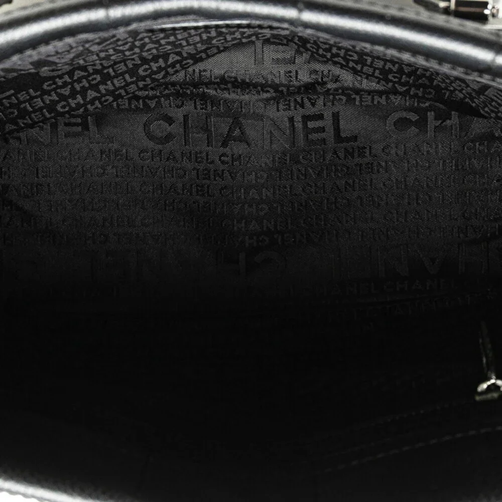 CHANEL Black Caviar Leather Logo Tote Bag